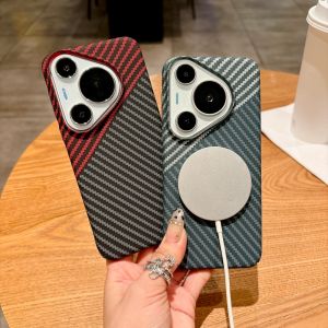 Luxury For Magsafe Carbon Fiber Texture Frosted Case For HuaWei Pura 90 80 Mate 80 Pro Max Wireless Charge Magnetic Bumper Cover