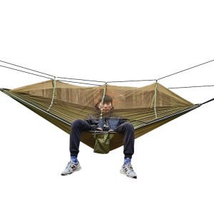 BIG DISCOUNT LAST STOCK!!!!ISSI Diary Large Camping Hammock with Mosquito Net 2 Person Pop-up Parachute Lightweight Hanging Hammocks Tree Straps Swing Hammock Bed for Outdoor Backpacking Backyard Hiking Camping