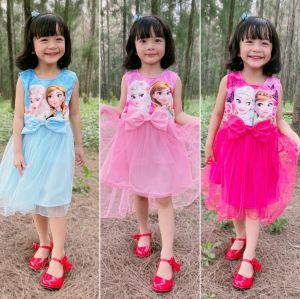 เดรสเอลซ่า ระบายผ้ามุ้งหางกระรอก (367)