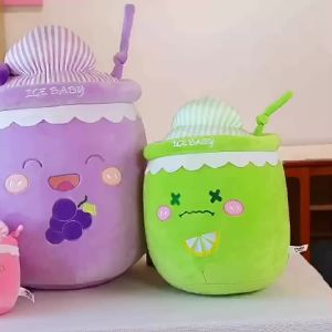 New milk tea cup pillow cute strawberry doll blueberry grape milkshake stuffed plush toy pendant decoration holiday gift for children