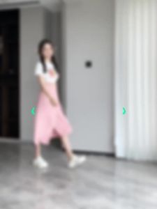 Ammin 2024 váy dây buộc Mùa Xuân/Mùa Hè váy bước xẻ tà cạp cao Xếp Nếp phong cách phiên bản Hàn Quốc cho nữ