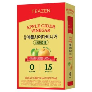 Teazen Apple Cider Vinegar Apple Pear 10p (50g) | Korean Zero-Sugar Apple Cider Vinegar Drink with Pear | 3-Step Fermented Probiotic ACV Stick for Healthy Digestion & Wellness