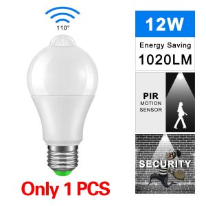 【Buy 1 Take 1】Motion Sensor Light Bulb LED Light Bulb E27 Screw Port Sound and Light Control Radar Infrared Human Body Induction Light 12W Home Stairs Corridor Aisle Bulb
