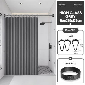 Magnetic Sealed Shower Curtain with Rod – Thick Linen Waterproof Washable Folding Set 120x200cm / 180x200cm for Bathroom