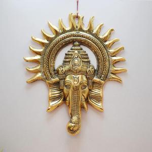 Traditional Metal Ganesha Ji Wall Hanging | Ganpati Wall Hanging Showpiece | Home Decor | Office Decor (Size - 23 cm | Pack of 1 pc)