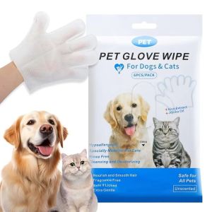 DOHOHO 6Pcs Set Khăn lau thú cưng Găng tay lau chùi thú cưng Khử mùi Đa năng Găng tay dùng một lần Làm sạch bàn chân Khăn lau vệ sinh