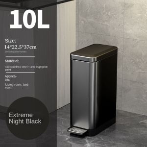 10L Stainless Steel Pedal trash can with cover aesthetic slim Waste Bin Kitchen Bathroom Garbage Bin