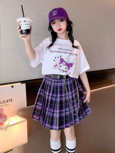 Kuromi clothing girl JK suit girl dress childrens college style pleated skirt(Tidak ada sabuk kirim)