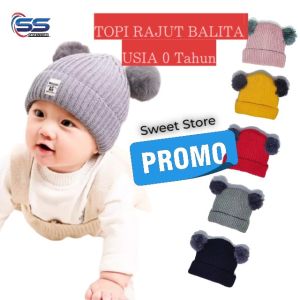 Sweet Store Topi Anak Bayi Kupluk Karakter Pompom Varian Warna / topi bayi perempuan Dan Laki-laki 0-6 bulan