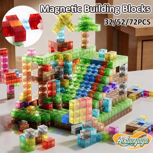 Aoduoyaya 32/52/72PCS Kids Magnetic Building Blocks Educational Solid Color Cubes Parent-Child Interactive Toy