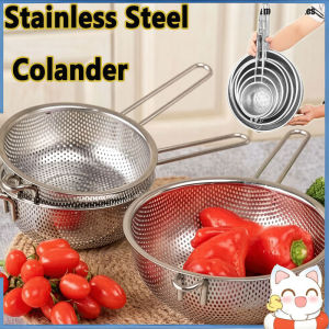 Stainless Steel Colander Basket with Handle Oil Strainer Skimmer Rice Strainer Flour Sifter Drain Basin Bakul Penapis