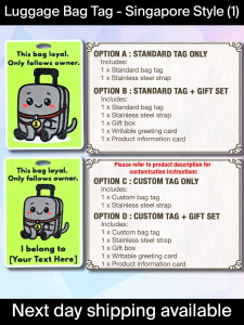 Luggage bag tag - Singapore style (2) - With Customise and Gift Bundle options