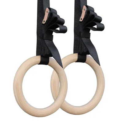 Wood Gymnastic Ring Olympic Strength Training Gym Rings Wooden for Crossfit