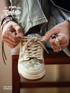 MADEN รองเท้าผู้ชาย2023ใหม่ฤดูร้อนภาพวาดสีน้ำมันของป่าลับพิมพ์ลายตาข่ายย้อนยุคแพลตฟอร์มระบายอากาศรองเท้ากีฬาลำลองอินเทรนด์