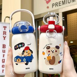 NEXASHOP Cartoon Pattern Thermal Cup 490ml Large Capacity Student Water Cup  Reausable Insulated Cup Gift
