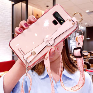 Wristband Phone Case For Samsung Galaxy Note 10 Plus Note 10 Note 9 Note 8 Casing with Free long lanyard  Electroplating candy color case with camera protection Case