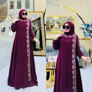 ZIFA FASHION // COD // RIEYA DRESS+HIJAB SEGI 4 // GAMIS SET CRUTY BORDIR AKSEN PAYET TABUR // DRESS LEBARAN 2025 TERBARU // ARABIAN CRUTY WARNA READY SIZE M L XL XXL JUMBO BISA PAKAI GAMIS SET WANITA MUSLIMAH MODERN // MODIS SIAP KIRIM // *AR