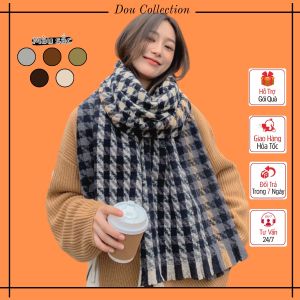 Khăn Choàng Cổ Cashmere Len Họa Tiết Caro Dày Cao Cấp Thời Trang Thu Đông - 100x135cm - Douyin - Mã LN020