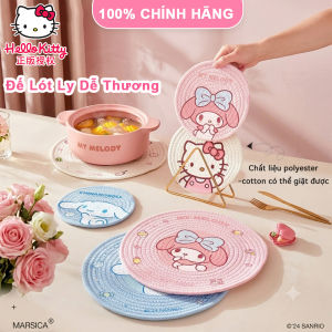 Lót Ly Sanrio Hello Kitty Cách Nhiệt Có Thể Giặt Cotton Polyester LFB348