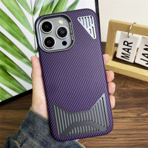 【COD】Aluminum alloy cooling/Kevlar texture/Pc hard case/Brown compatible for iPhone 12 13 14 15 pro max case