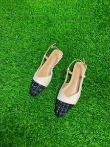 Sandal Wanita Kekinian Mules Tali Hak 3cm Bahan Kulit Sintetis Premium Mix Katun Motif Model Terbaru