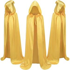 Kids Halloween Wizard Cloak | Hooded Vampire Cape Costume for Boys & Girls | Party Dress-Up Robe (Black/Gold/Purple)