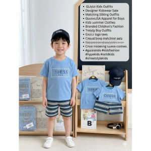 MELCO 3in1 OOTD PRINTED COTTON T-SHIRT TERNO SHORTS FOR BOYS w/ CAP -1-7YO