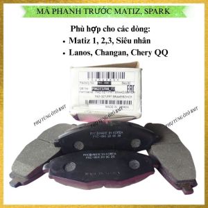 Bộ 4 Má Bố Thắng Trước Sau xe Daewoo Matiz 1 2 3 Siêu Nhân Spark Chery QQ. Mã P96273708 hàng PMC Korea.
