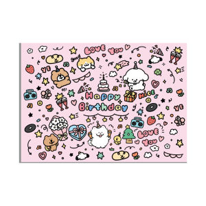 กระดาษห่อของขวัญวันเกิดลายน่ารัก ลายการ์ตูนดรอยล์สไตล์อินสตาแกรม กระดาษคราฟท์สวยงาม ชุดแพ็คเกจของขวัญพรีเมียม ราคาส่งจากโรงงาน