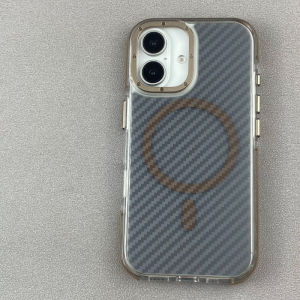 Luxury Carbon Fiber Texture Case for iPhone 16 17 Pro Max Camera Lens Metal Drop Protection Charging Back Bumper Covers