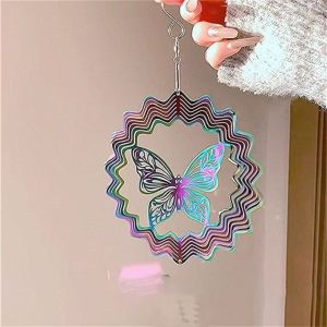 ECOCOKU Gradient Wind Chime Pendant Flowing Light Effect Colorful Butterfly Hanging Ornaments Funny Home Decor 3D Rotating Wind Chimes Bedroom