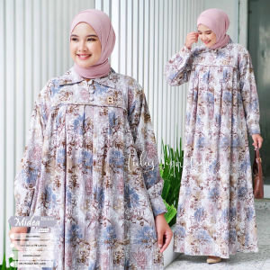 Tulus Signature Midea Dress LD 114 Gamis Maxi Dress Wanita Jumbo Kelly Crinkle Motif Bunga Lengan Panjang Busui Friendly