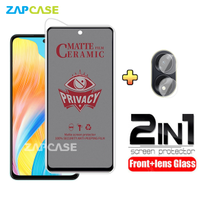 PAKET 2in1 Anti Gores Layar Privacy Oppo A58 Free Tempered Glass Camera Lens