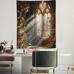 Vintage Floral Oil Painting Tapestry for Living Room Decoration European and American Artistic Wall Cloth Background Cloth Electric Meter Covering Cloth