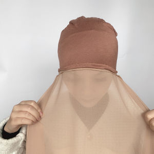 Jifang Plain Bubble Chiffon Instant Hijab Shawl Adjustable Cotton Inner+ Chiffon Shawl WJ701