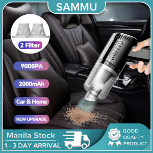 SAMMU 9000PA Portable Car Vacuum Cleaner Wireless Car&Home Vacuum Cleaner Auto Rechargeable Handheld for Car&Home Dry&Wet Mini Vaccuum Cleaner with 2 Filter Elements