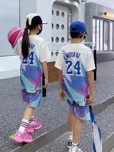 Childrens basketball uniform set for boys elementary school training outfit older childrens short-sleeve shorts sports suit two-piece summer jersey