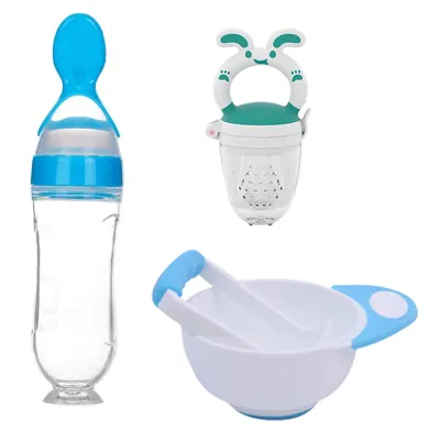 Baby Feeding Essential Set Combo Bowl Spoon Feeder pacifier Silicone bib Toothbrush Bundle