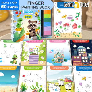 BEAR TALE Finger Painting Book 7 Colors Non-Toxic Easy Wash Art Craft Coloring Book Toy Early Education More Than 60 Scenes