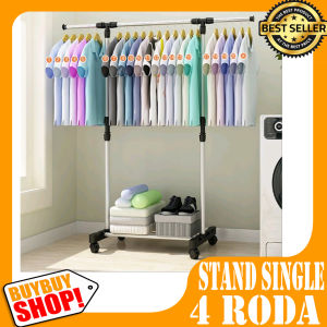 Stand hanger single rak Serbaguna dengan 4 roda / Furniture & Organisasi / Tempat Penyimpanan / Lemari Penyimpanan