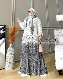 Zahira1808 Aurel 4 Gamis Bahan Ceruty Baby Doll Dengan Khimar Segi Empat Import Gamis Murah Trendi Baju Syari Muslim Wanita Ibu Terlaris Baju Pesta Adem Nyaman Di Pakai Real pict Orii GLZ