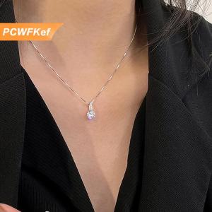 【PCWFKef】 Bóng nước thả hình Vòng cổ cho phụ nữ Zircon nước thả Mặt dây chuyền xương đòn Chuỗi vòng cổ Ngày Valentine Quà tặng đám cưới bên đồ trang sức