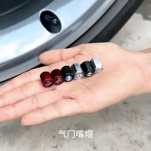 Car Tire Valve Stem Caps Aluminum Anti-Theft Tire Valve Caps 5 Pack with Wrench Universal Fit for Most Vehicles Black Red Silver