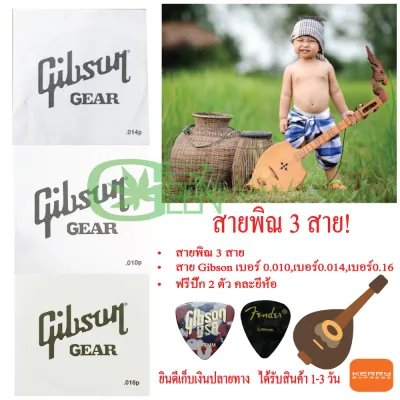 สายพิณ 3 สาย สายพิณ GIBSON 0.0100.0140.16 ฟรีปิ๊ก 2 ตัว คละยี่ห้อ