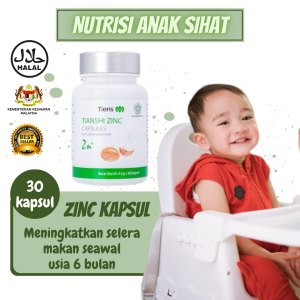 ZINC CAPSULES Vitamin Tambah SELERA MAKAN KANAK KANAK set 30kapsul KIDS VITAMIN ZINC SUPLEMET PENAMBAH NAFSU MAKAN ANAK VITAMIN MINDA HERBAL HALAL ORIGINAL LULUS KKM UBAT TAMBAH SELERA MAKAN KANAK VITAMIN HERBAL MEMBUAT ANAK JADI SEHAT DAN PINTAR