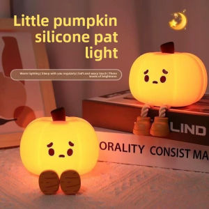 Hot-selling Halloween Pumpkin Night Light Childrens Gift Silicone Papa Light Atmosphere Light Bedside Accompanying Bedside Lamp