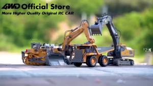 2026 4WD Remote Control Excavator 4x4 Alloy Dump Truck Bulldozer Radio Model RC Car Construction Vehicle with Lights Sound Toy Gift