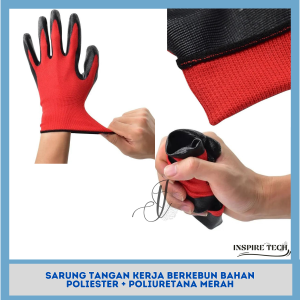 Sarung Tangan Merah Proyek Safety Latex Anti slip BAHAN POLIESTER + POLIURETANA