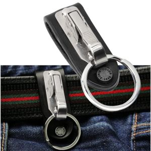 DVFDA Stainless Steel Business Style Waist Hanged Keychain Mens Car Key Ring on Belt Clip Accessories Keyring Holder