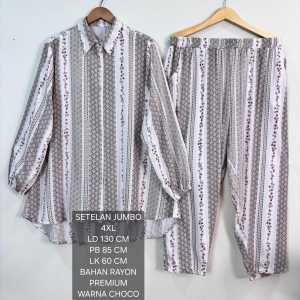 Setelan Jumbo Wanita Ld 130 Cm Motif Bunga Kekinian Fit To 4XL
